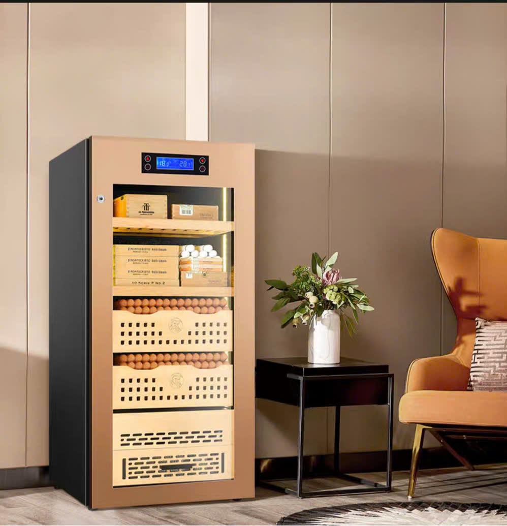 Tủ điện xì gà sức chứa 500 điếu chính hãng  Golden Fire GF098 GOLD344