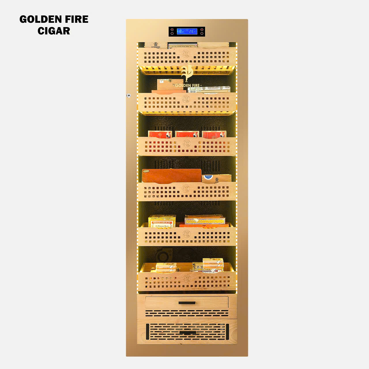 Tủ xì gà sức chứa 1000-1200  điếu chính hãng Golden Fire GF163359