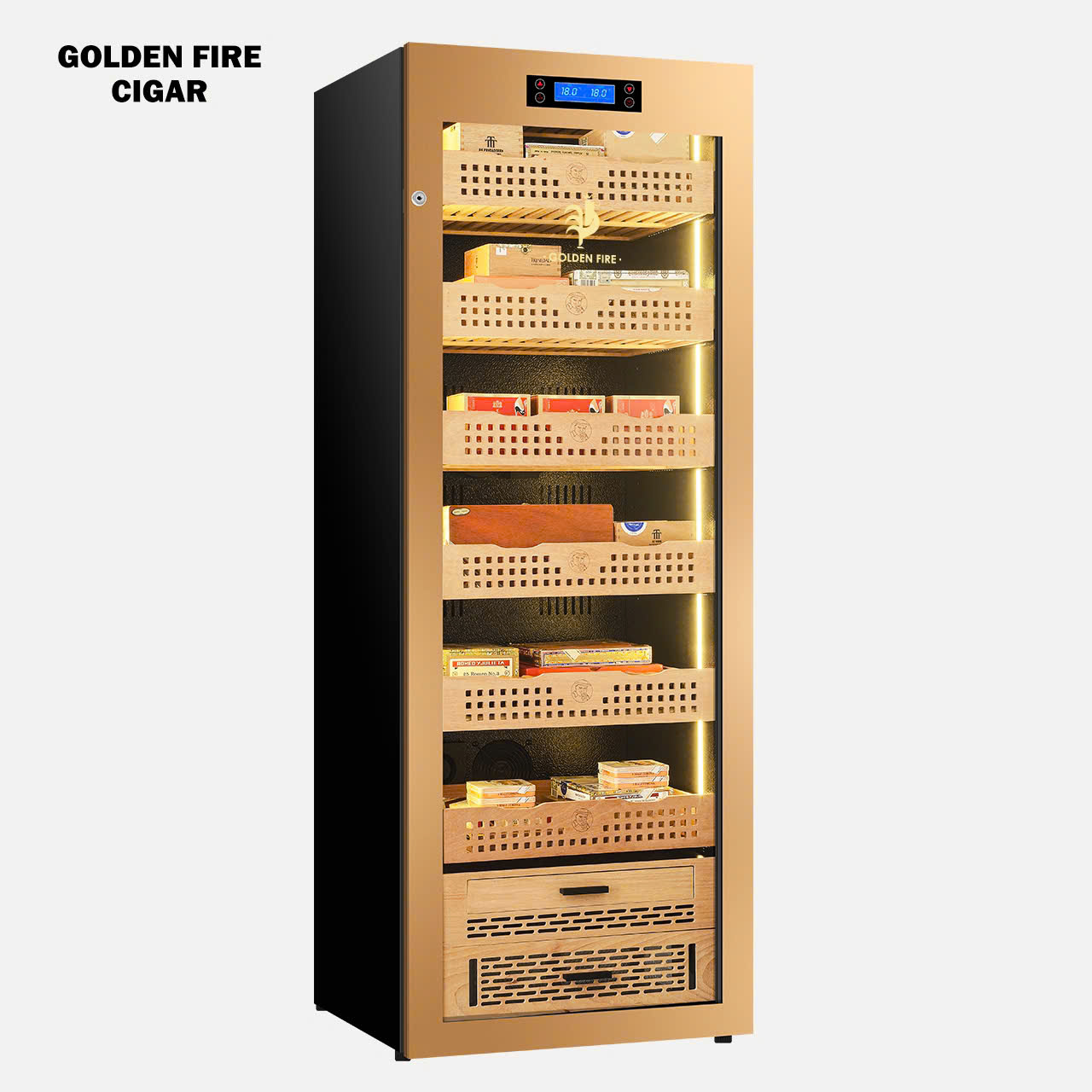 Tủ xì gà sức chứa 1000-1200  điếu chính hãng Golden Fire GF163